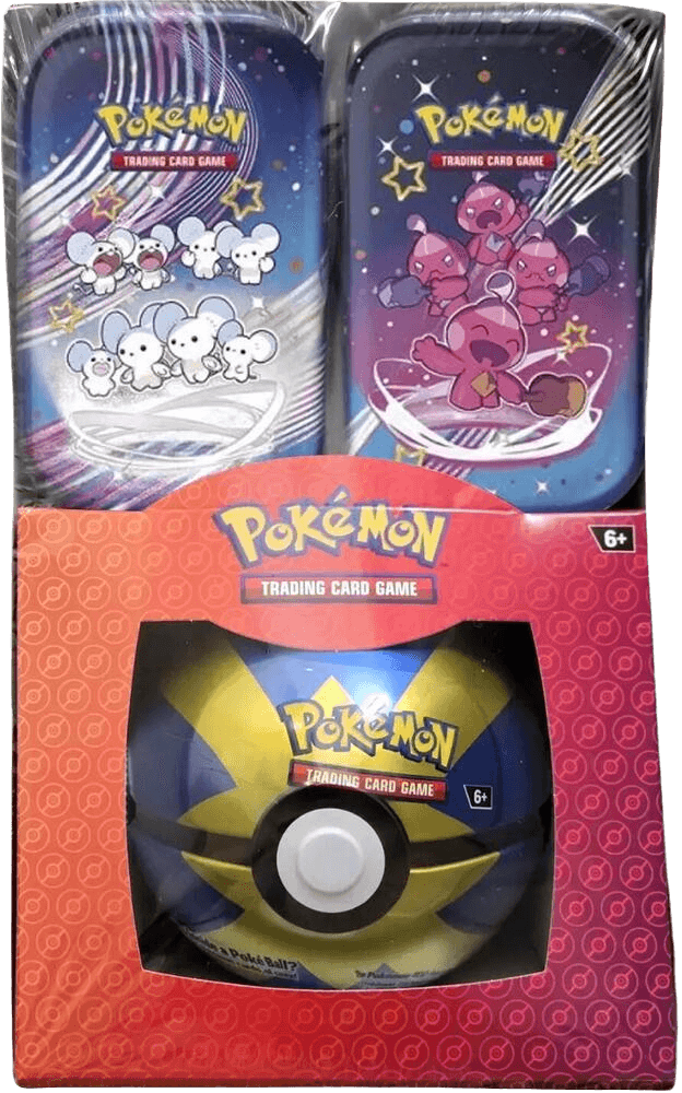 Retail Exclusive Pokémon Paldean Fates Mini Tins + Poké Ball Tin
