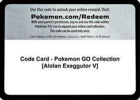 Code Card - Pokemon GO Collection [Alolan Exeggutor V]