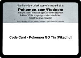 Code Card - Pokemon GO Tin [Pikachu]